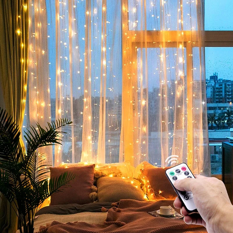 3m LED fairy lights garland curtain lamp Remote control USB string lights for New Year Christmas decorations bedroom window