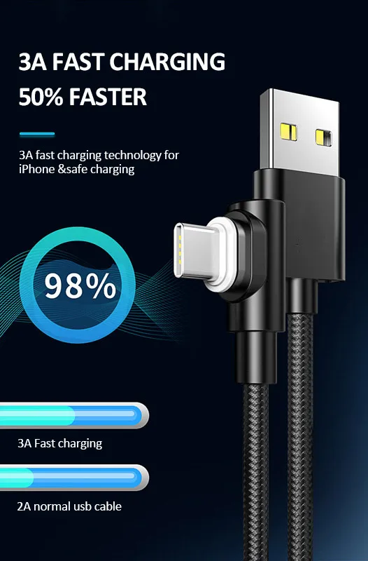 90 Degree Support Speed Fast Charging 3A Multiple 3 in 1 magnetic usb cable - ANKUX.COM