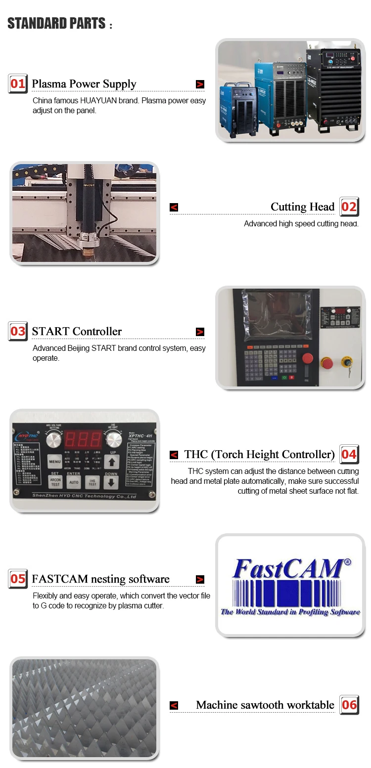 1325 1530 63A 100A 120A 160A 200A HUAYUAN plasma cnc cutting machine for sale
