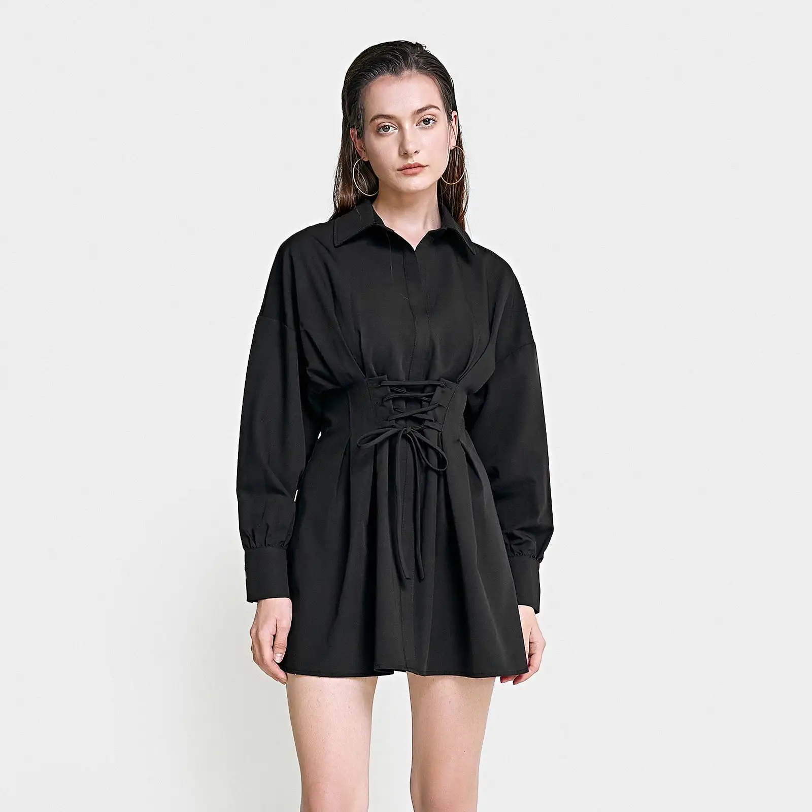 lace up shirt dress zara