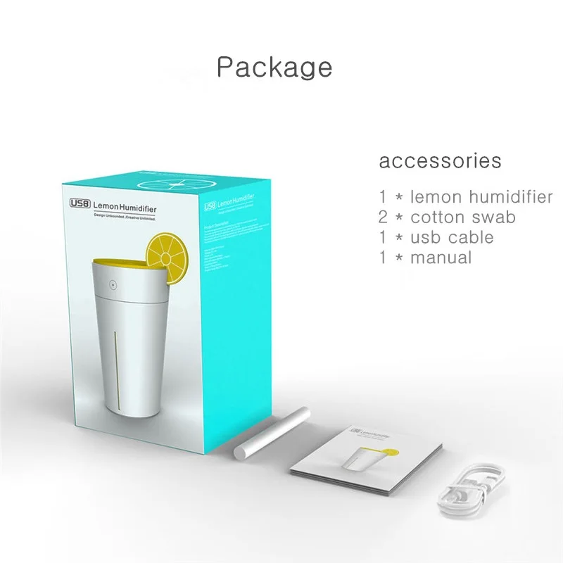 200ml Lemon Cup Mini Usb Humidifier Portable Cool Mist Humidifiers With