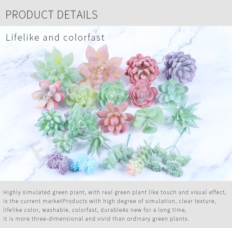 Diy Flower Arrangement Accessories Green Faux Artificial Succulent