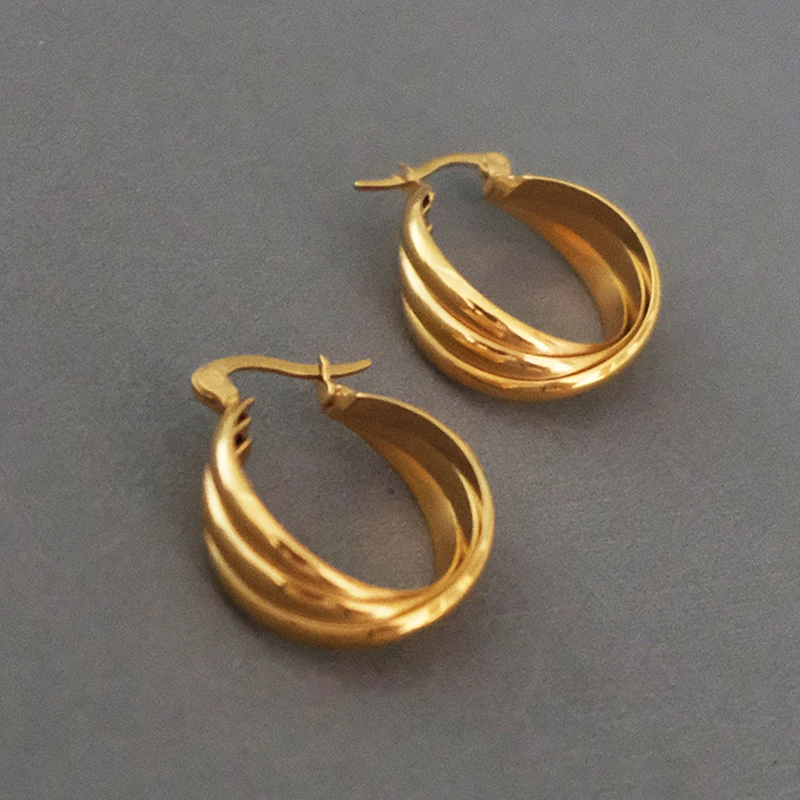 黄金畅销独立简约时尚大号金色厚圈耳环