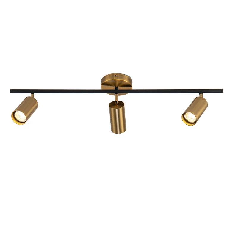 Adjustable Track Lighting 3 Lights Brushed Brass Flush Mount Ceiling Light Fixture for Kitchen Dining Room Spot