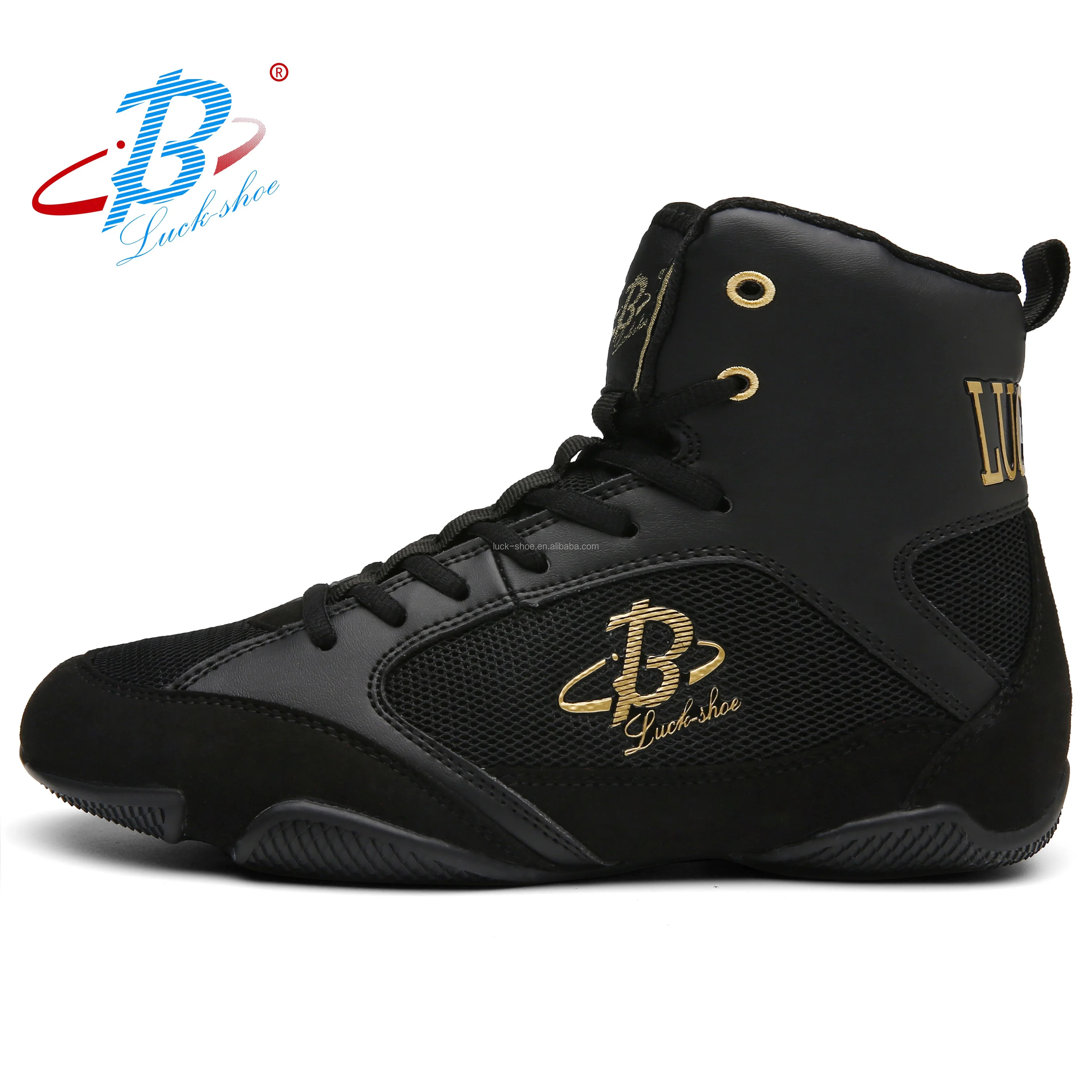2020 Black Boxing Shoes Men's Combat Fitness Shoes High Top ...