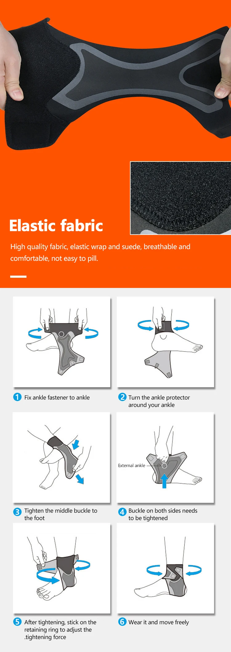 Enerup Plantar Fasciitis Breathable Adjustable Plastic Neoprene Foot Sleeve Sport Ankle Support Brace Wrap