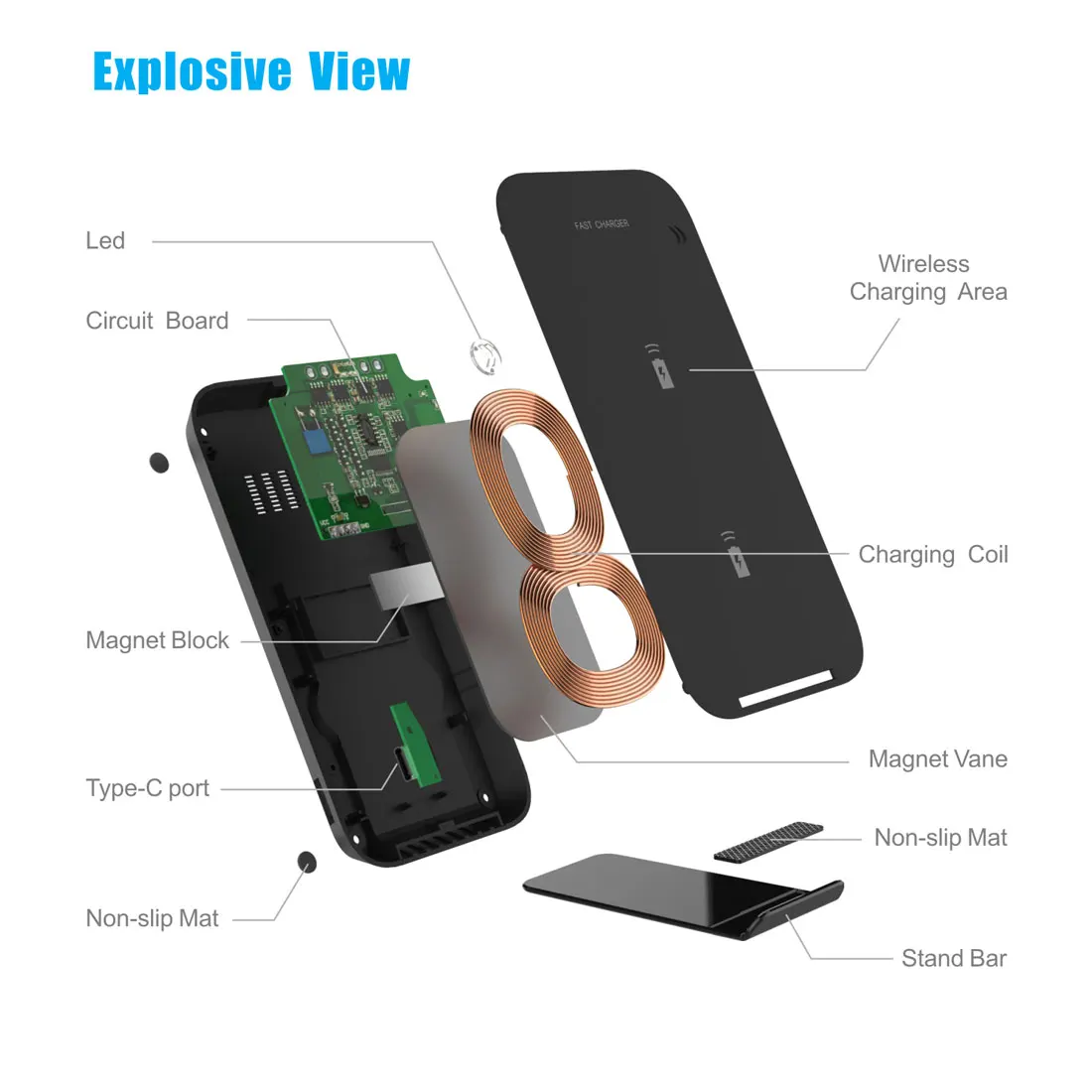 Wireless Charger Stand Phone Holder GY69 Portable 10w wireless charger - ANKUX.COM