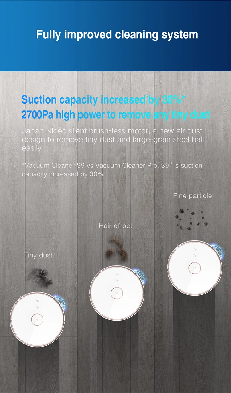 Viomi 2021 latest S9 2700 Pa Auto dust Collection  Smart Ultra Quiet Self-Charging Robotic Robot Vacuum Cleaner