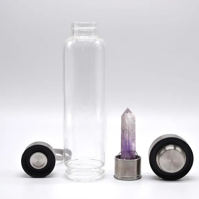 Natural energy crystal column glass spa cup crystal water bottle