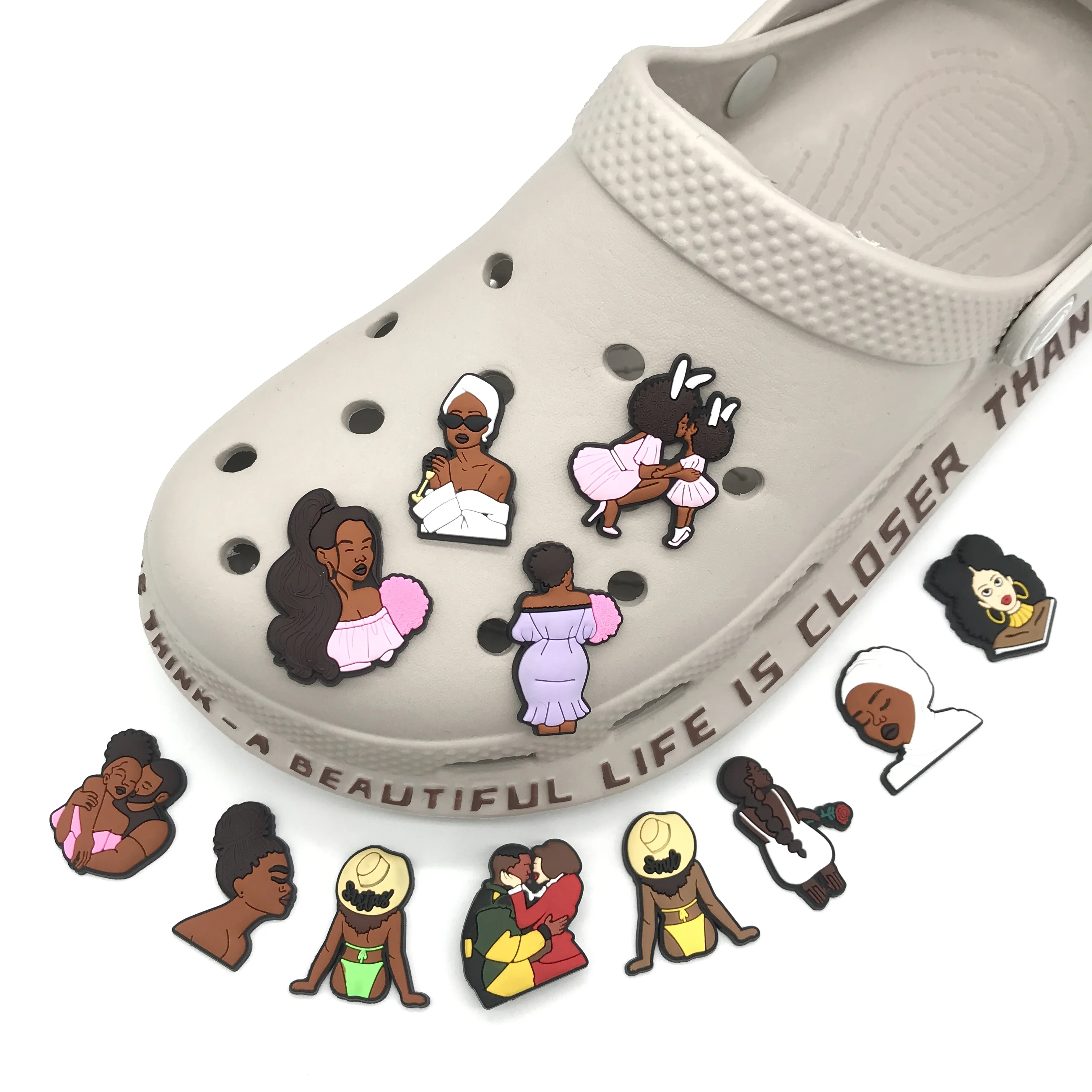 black and white croc charms