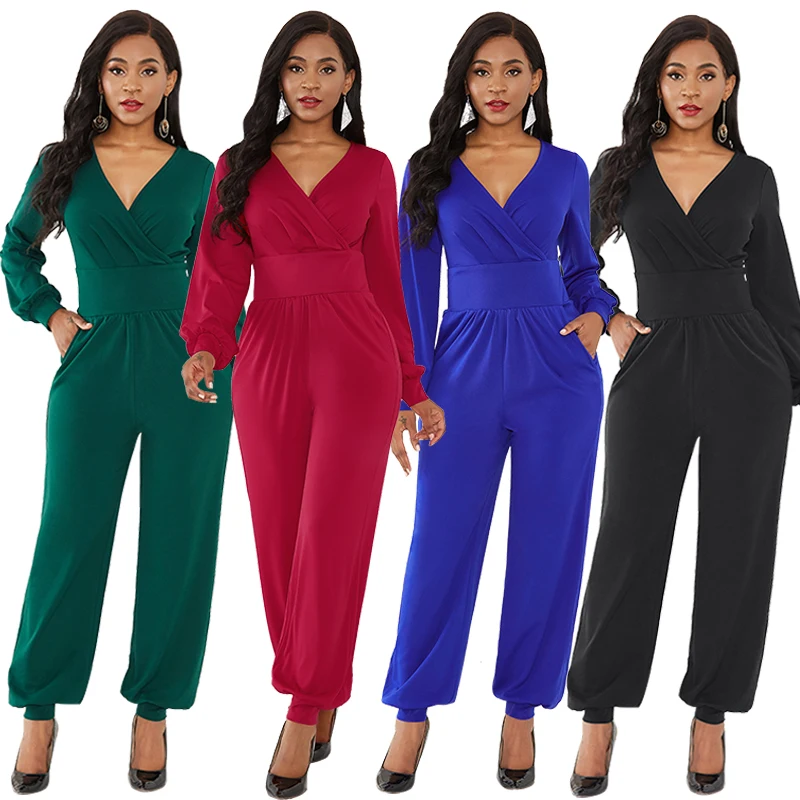 China Guangdong Classic celana jumpsuit custom bodycon jumpsuit sexy women romper tie front jumpsuit