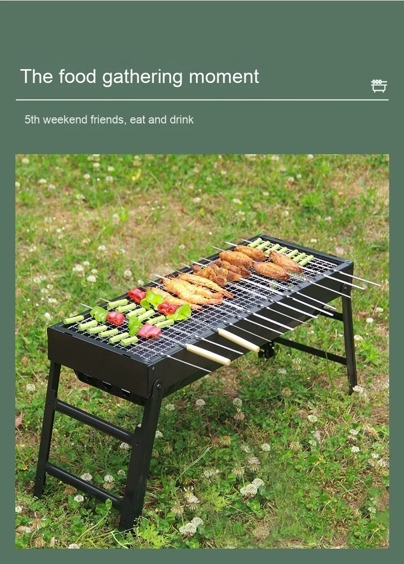 Zibo Stainless Steel Portable Outdoor BBQ Charcoal Grill Small Stove with Smokeless Folding Rack Meat Roaster Oven for Camping
