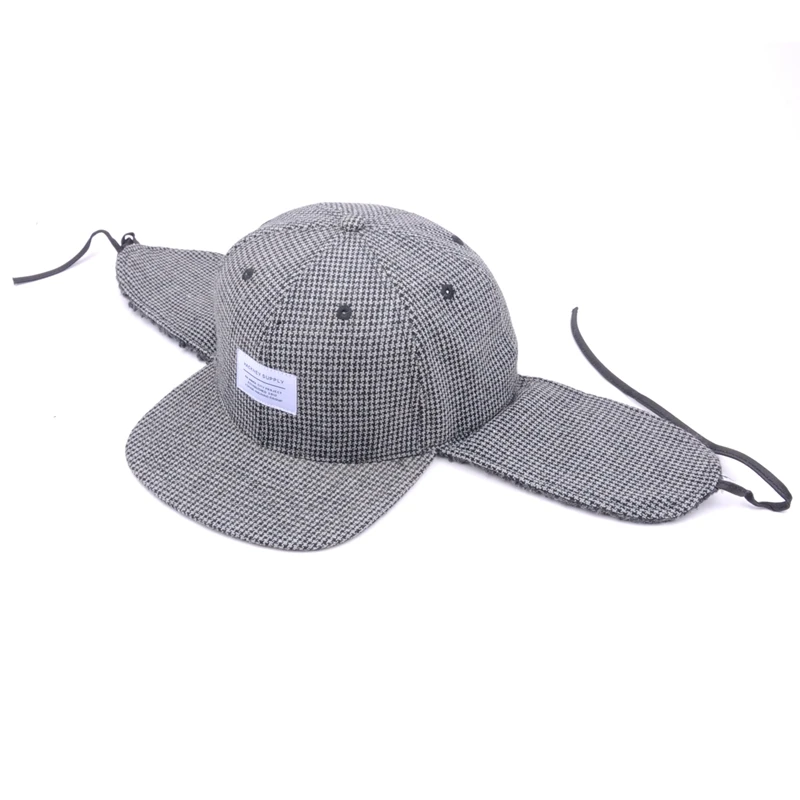 brimmed hat with ear flaps