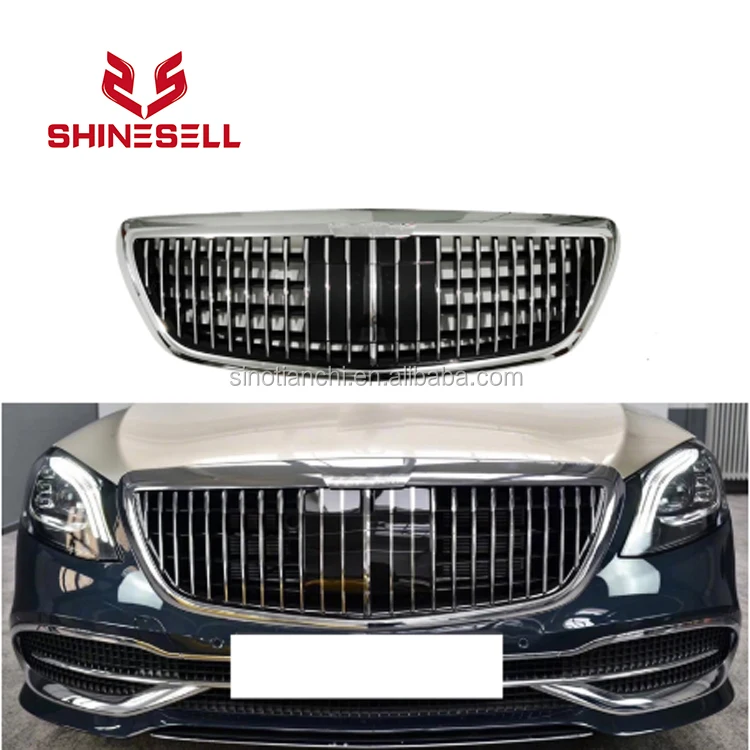 Silver Chrome Front Grill Gt Gtr Grille For Mercedes Benz Maybach Style ...