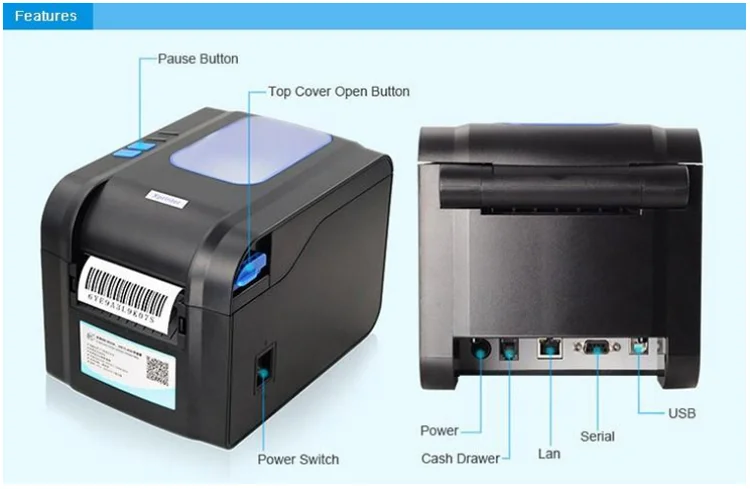 Как подключить термопринтер к ноутбуку xprinter China 3 Inch Usb Bt Lan Receipt Barcode Printing Machine Thermal Sticker Printer