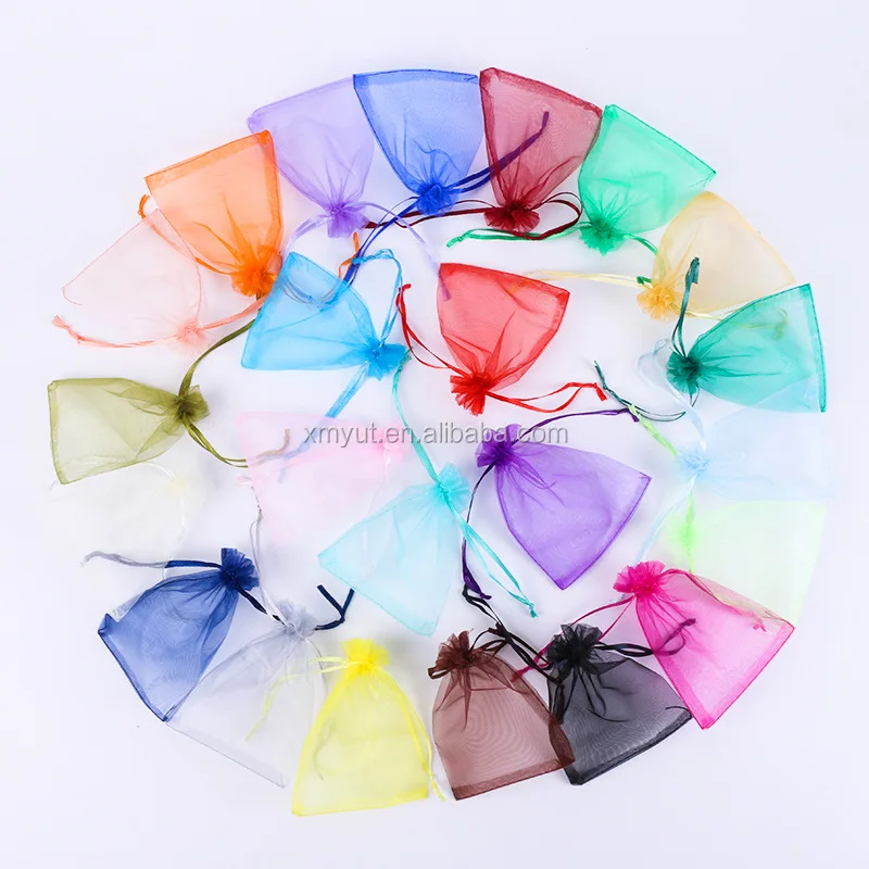 Cheap Plain Organza Bags in Stock Gift Bag for Wholesale Drawstring Recyclable Accept Customized Logo Jewelry Pouch with logo