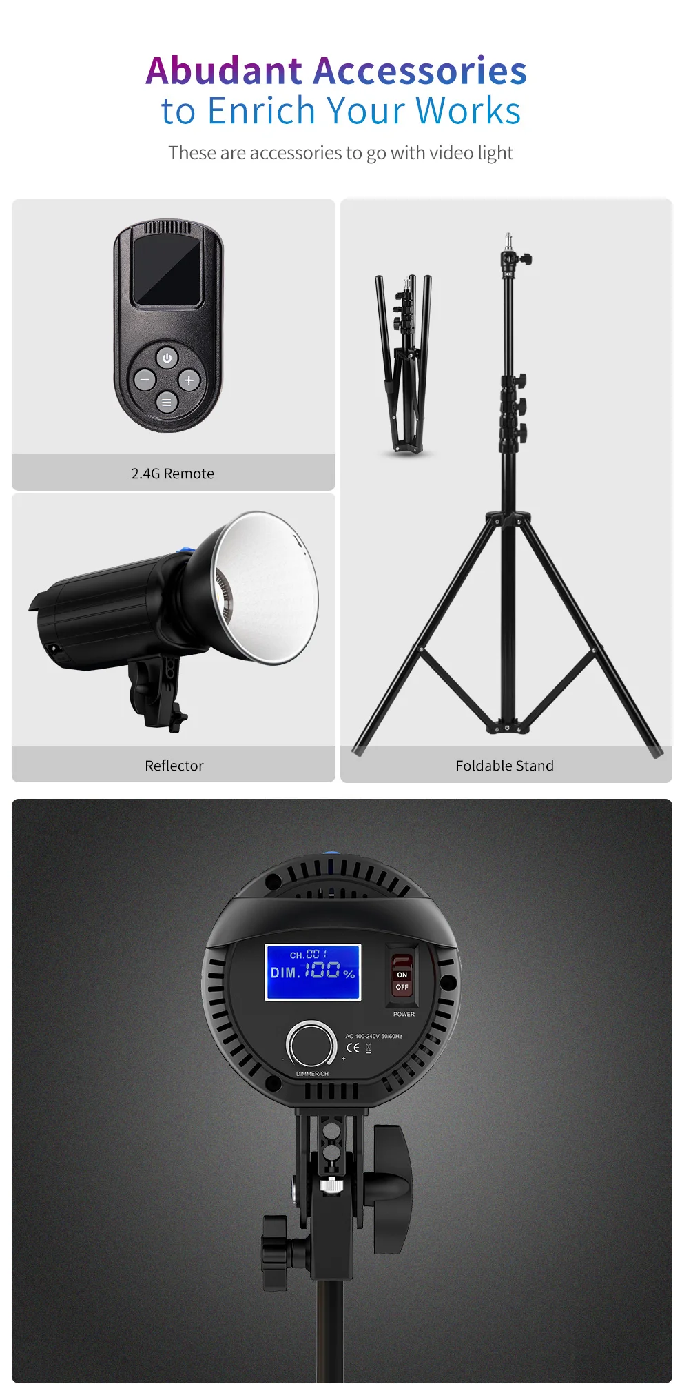 Tolifo Professional Wireless Remote Control Studio Video Photography Lighting Equipment