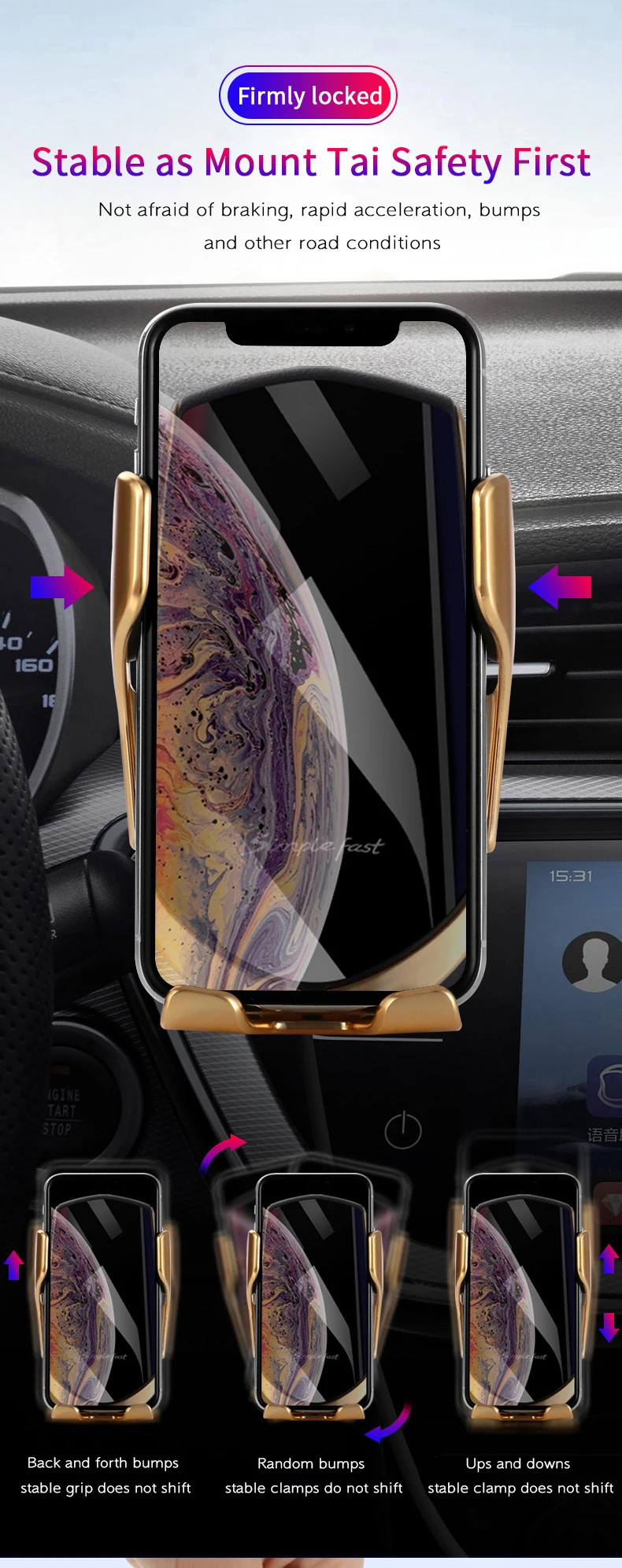 For iPhone X 8 For Samsung Plus Mobile Phone Holder wireless car phone charger For HUAWEI P20 magnet fast wireless car charger