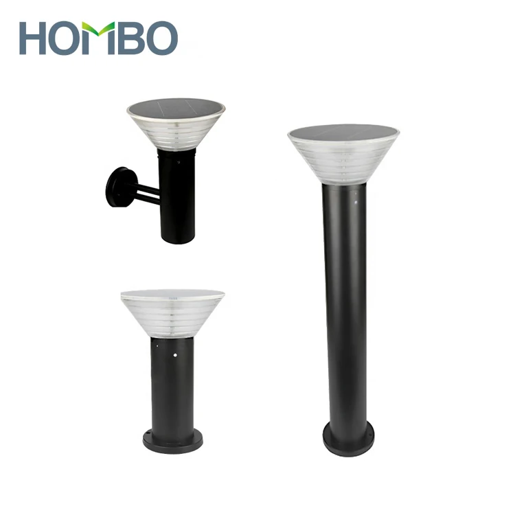 HOMBO fast heat dissipation the outdoor waterproof house led path powered lawn lamp solar bollard light