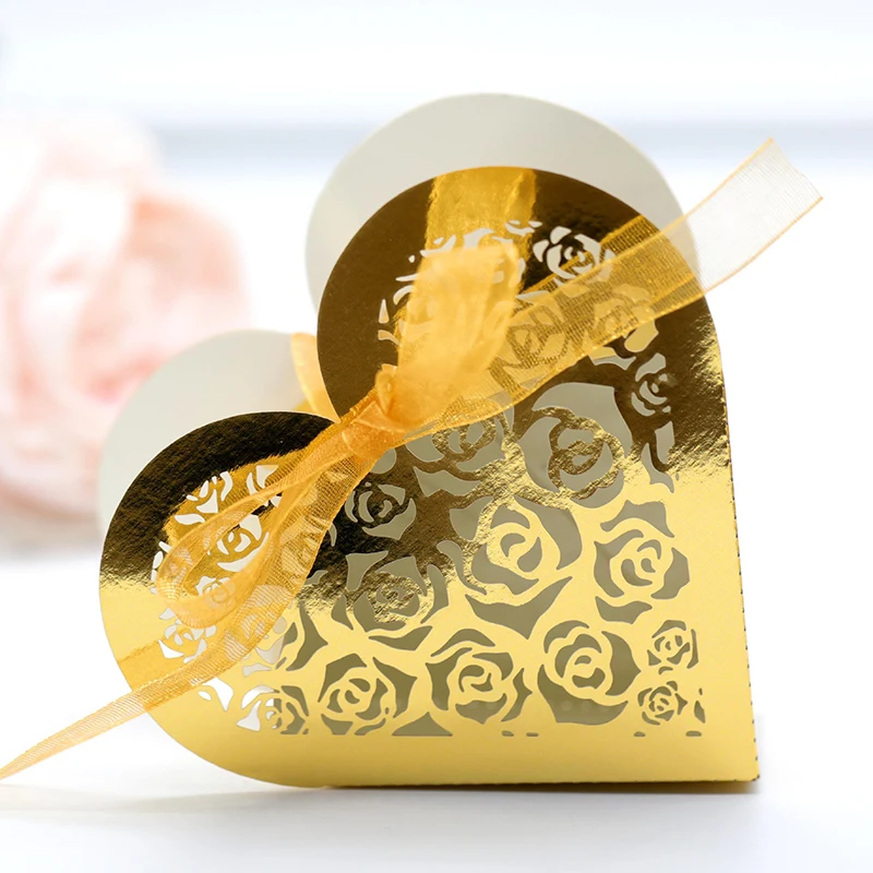 Love Heart Lase Cut Wedding Sweet Candy Gift Boxes Hollow Candy Gift ...