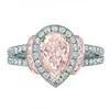 New fashionable pink zircon diamond ring