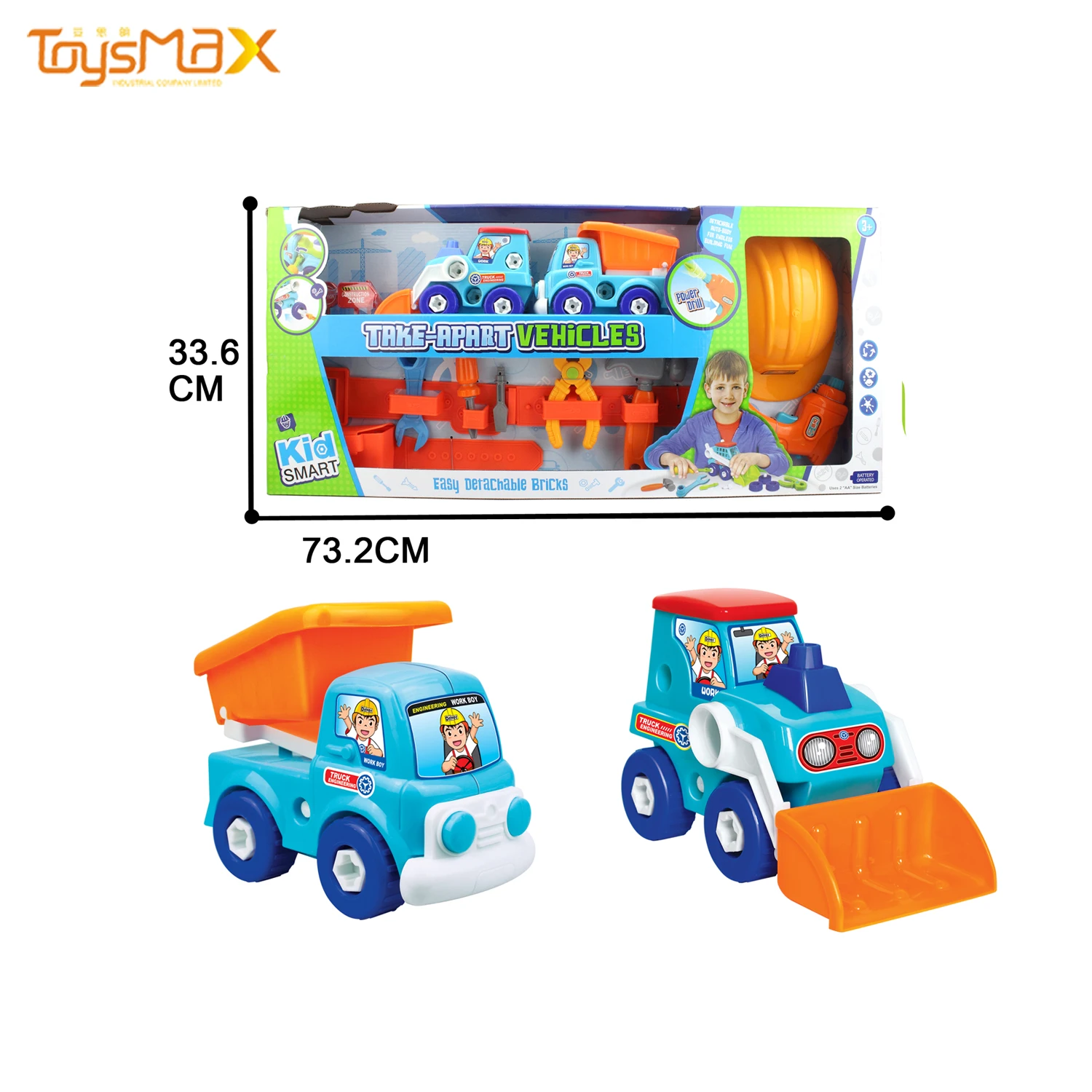 Diy Block Cartoon Car Toy Detachable Engineering Vehicle Set  With  Tools