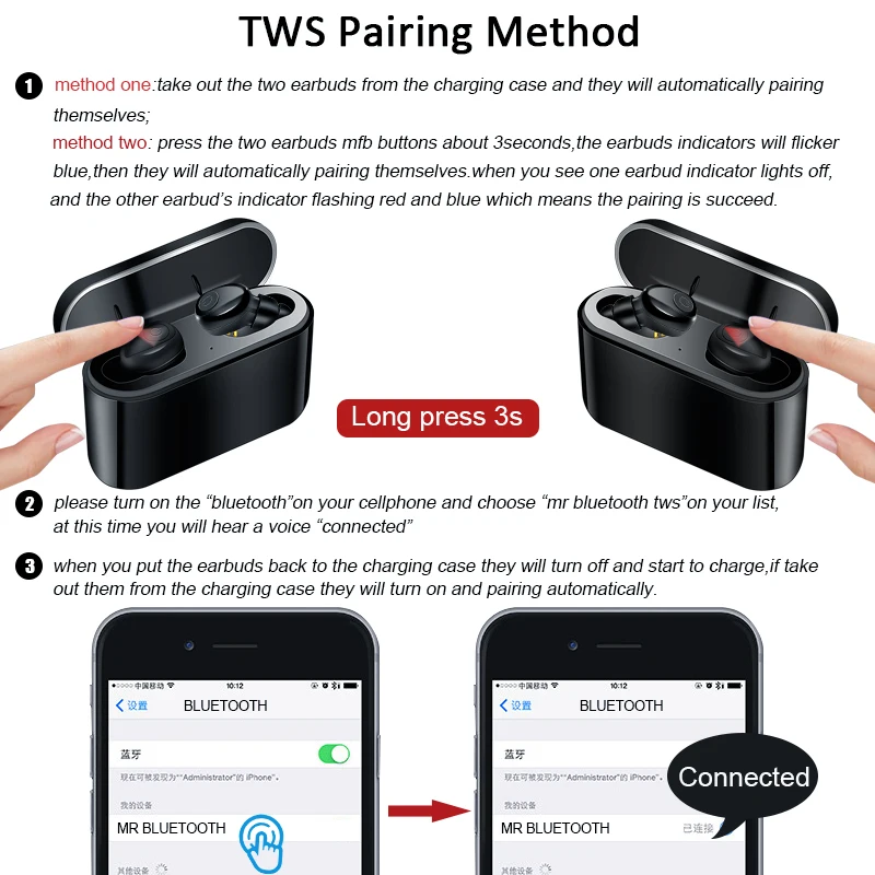 X8 TWS Bluetooth True Wireless Earphones 5D Stereo Earbuds Mini TWS 5.0 Waterproof Headfrees 2200mAh Power Bank For Smart phones - ANKUX.COM