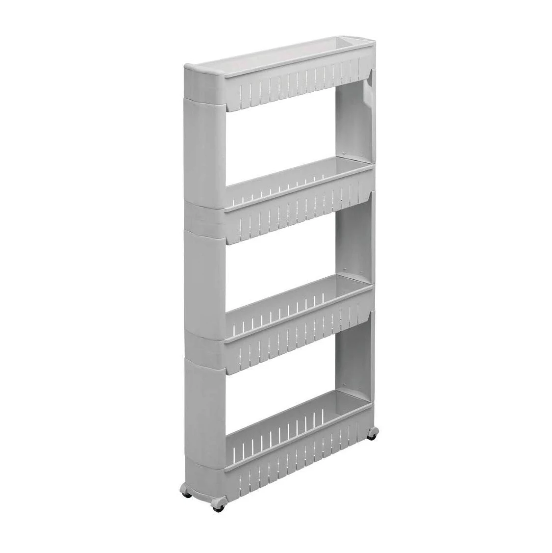 4 Tier Plastic Storage Shelf Rack Container With Wheels For Kitchen