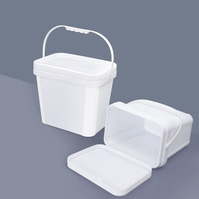 Rectangle Plastic Bucket Storage Pail Container With Lid With Handle