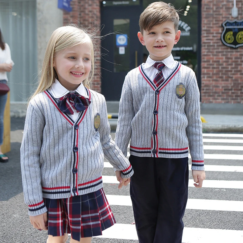 Autumn Kid Knitted Primary School Uniforms Suit Custom Design ...