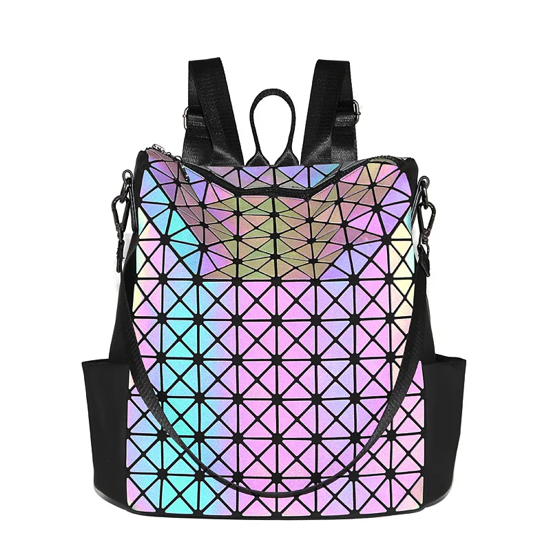 Osgoodway2 Geometric Holographic Luminous Sex Girls School Bag Color Changing Women Designer Backpack