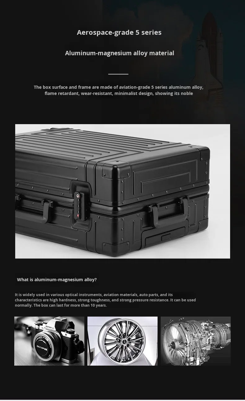 product 2026 modern design aluminum luggage carry on boarding 20 in durable trolley suitcase tsa lock business metal travel case-10