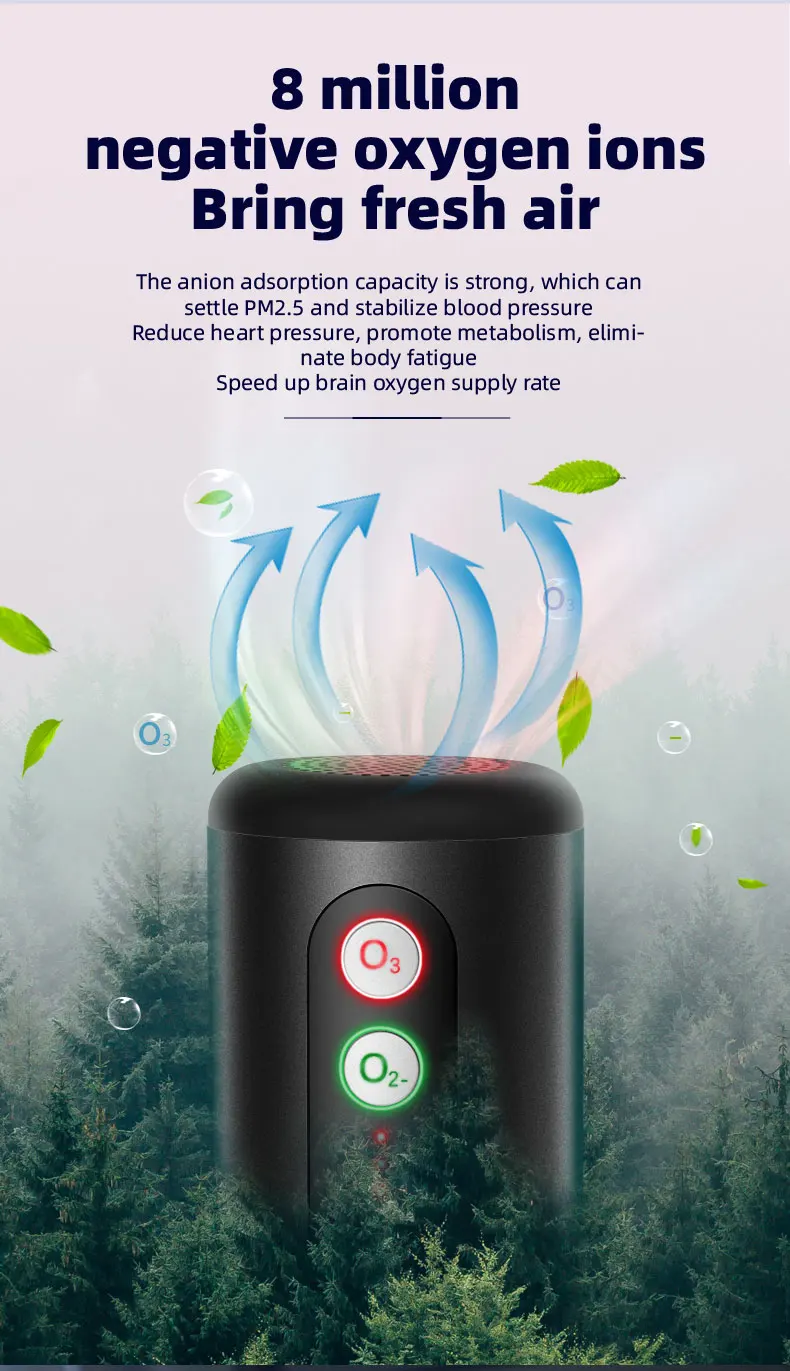 Home Desktop Car Air Ionizer Ozone Generator PM2.5  Multifunctional Ozone Air Sterilizer Car Air Purifiers