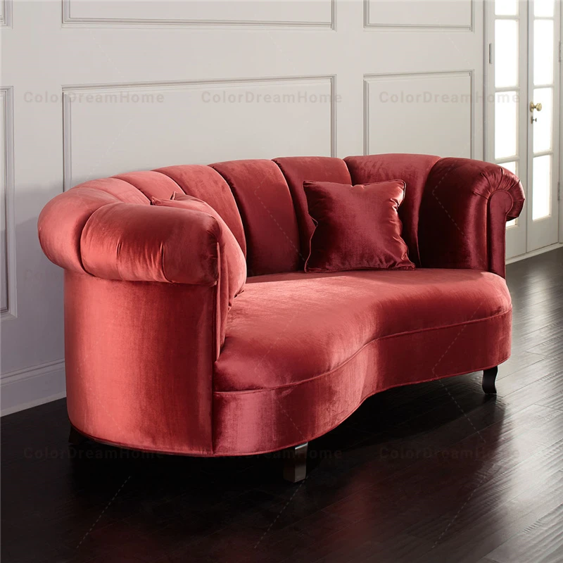 Modern American Genuine Leather Sofa Living Room Sofa Three Seater