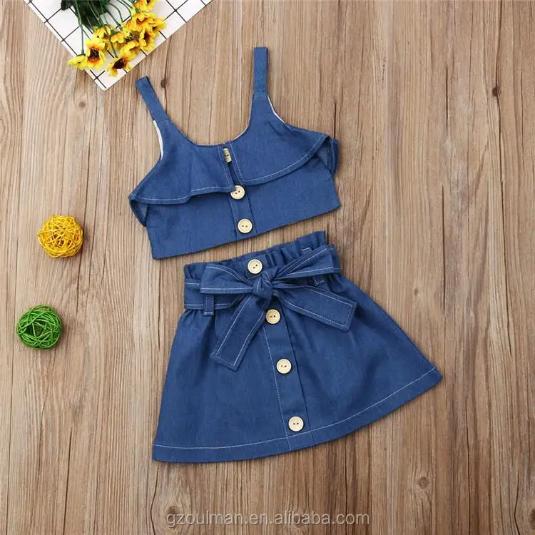 Niña Ropa De Verano Conjuntos Moda Jeans Trajes Vestido Denim Sin Mangas +  Falda + 2pcs Niño Niña Conjuntos De Ropa - Buy Conjuntos De Ropa Para Niñas, Conjuntos De Ropa De Verano