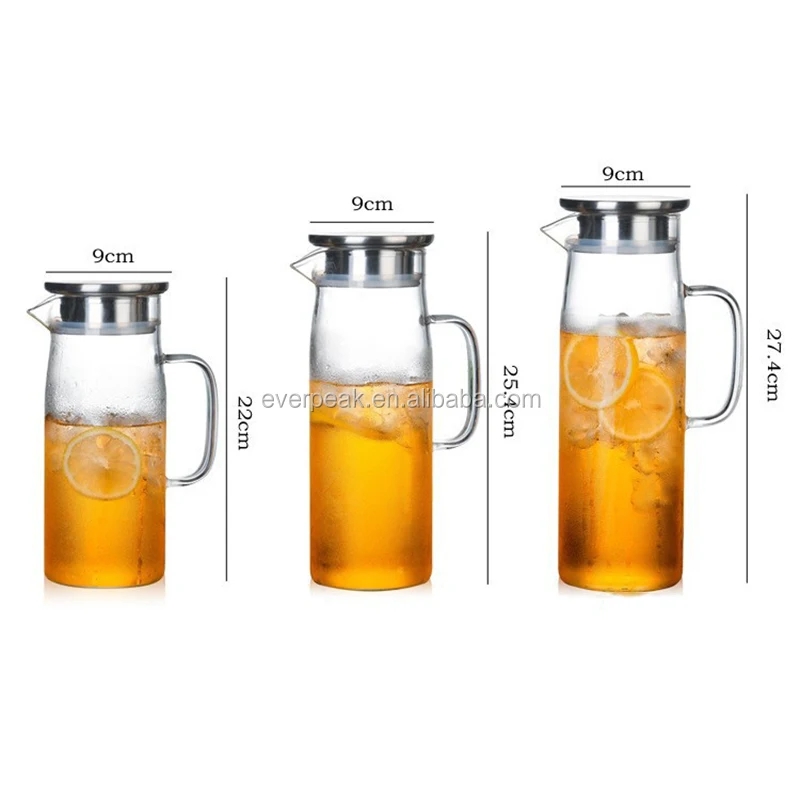 1800ml Glass Carafe 60oz Borosilicate Glass Kettle Iced Tea Pitcher