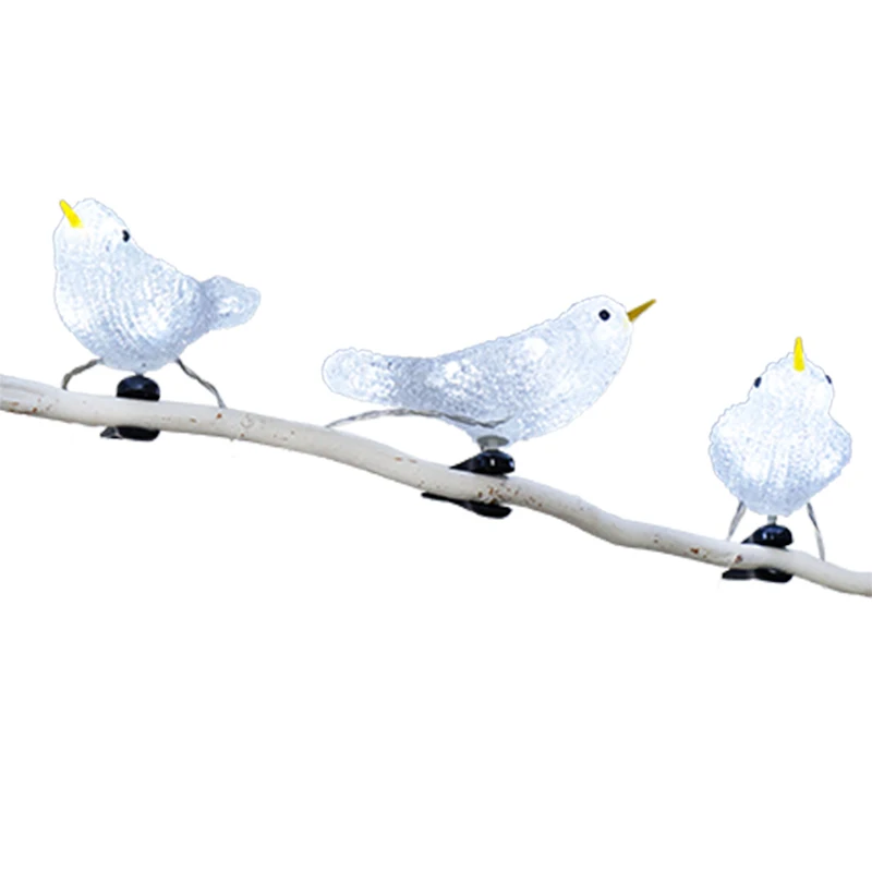 2021 Amazon hot sell 3L warm white acrylic bird light with solar panel for christmas decoration