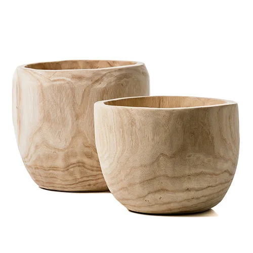 Amazon Ebay Supplier Round Shape Wood Flower Pots Wooden Pots For