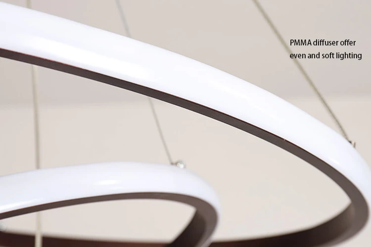 Modern LED white black aluminum ring suspension home decor Pendant lamp Chandelier