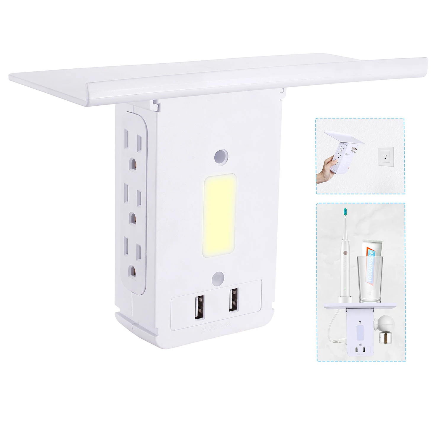 6 outlets wall outlet shelf surge protector wall socket with usb night light