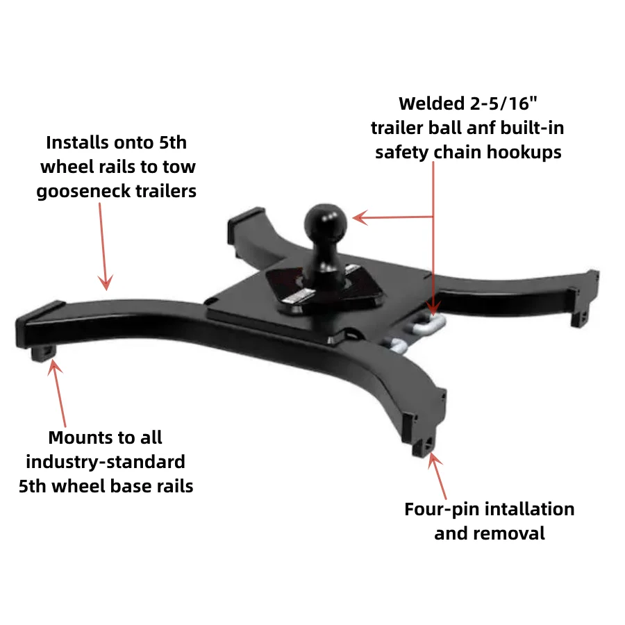 Lunshuo 5th Wheel To Gooseneck Hitch Adapter With 25/16 Hitch Ball