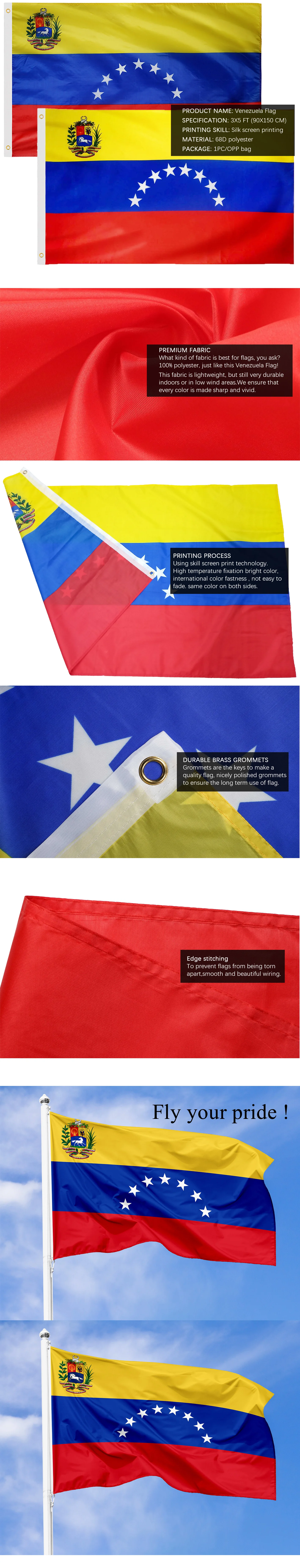 South America 100% Polyester With Eyelets Venezuela 8 Stars Flag 5 x 3 FT