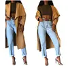 2019 New Arrivals Wide Collar Khaki Long Coat Woman Jacket