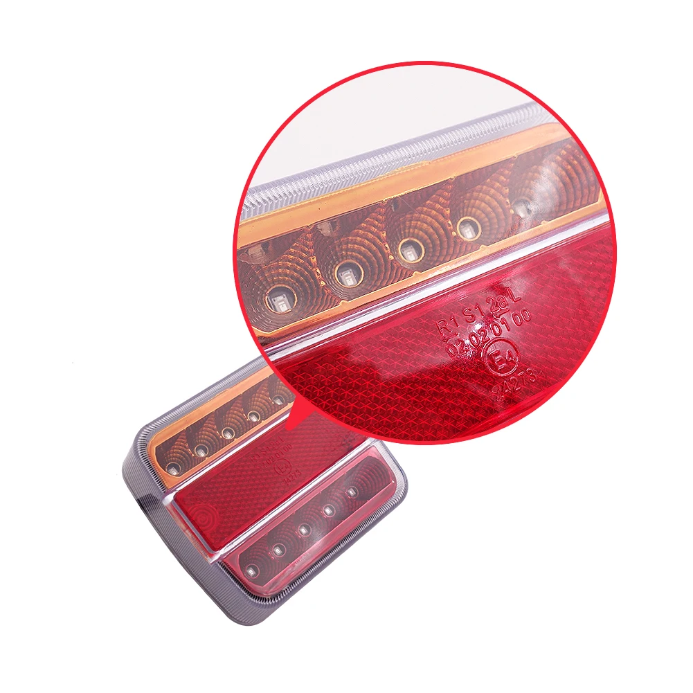 product 14 led rounded square truck trailer lights rear tail light brake stop turn signal lamp taillight-35