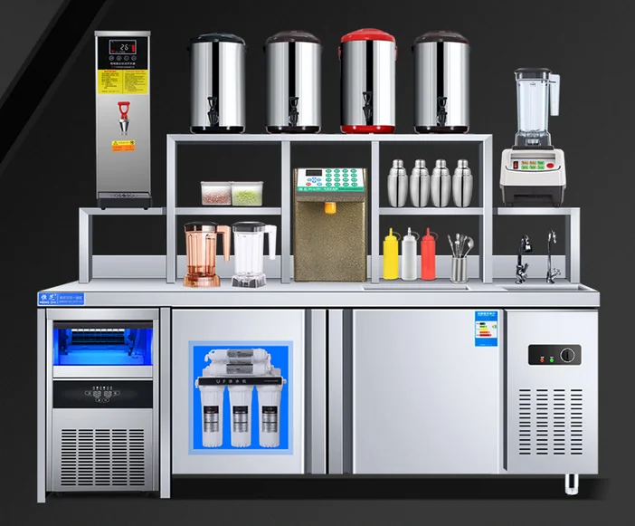 Factory Price Refrigerated Bubble Tea Working Bench With Frozen Bar
