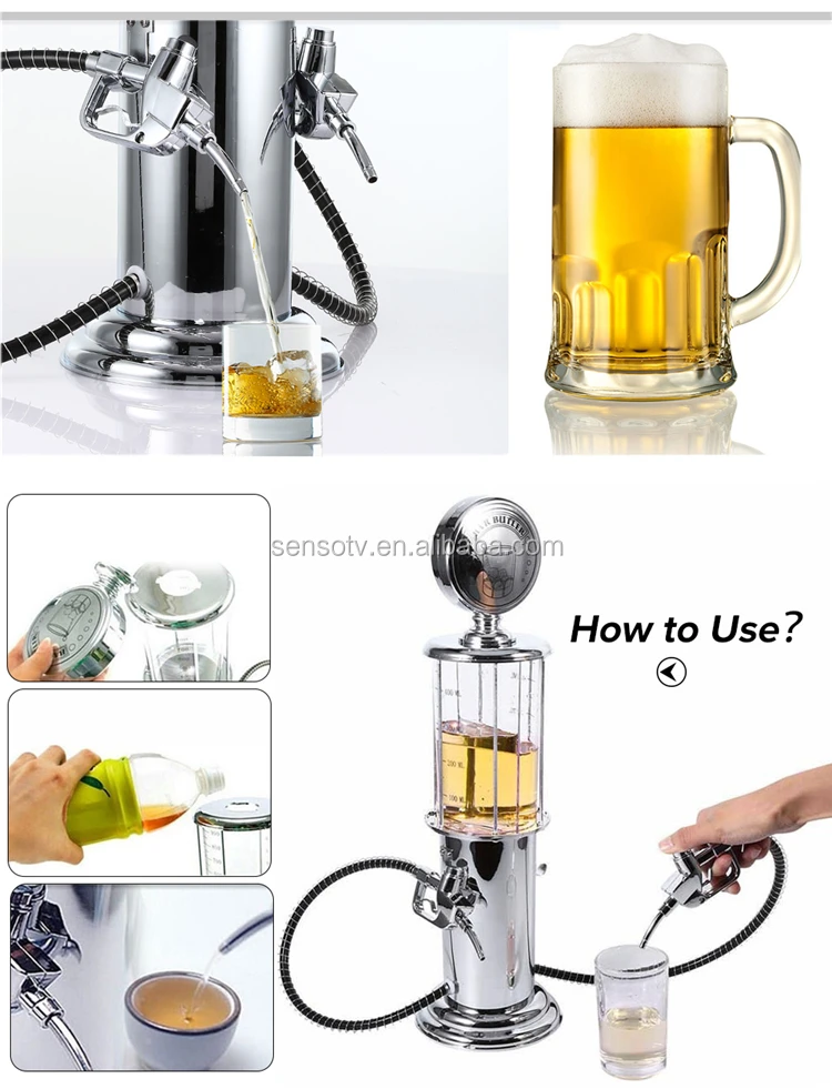 Color : Double pump AGNN Mini Beer Dispenser Machine Drinking Vessels Liquor Pump Transparent Layer Design Gas Station Bar Butler Tools For Drinking Wine 