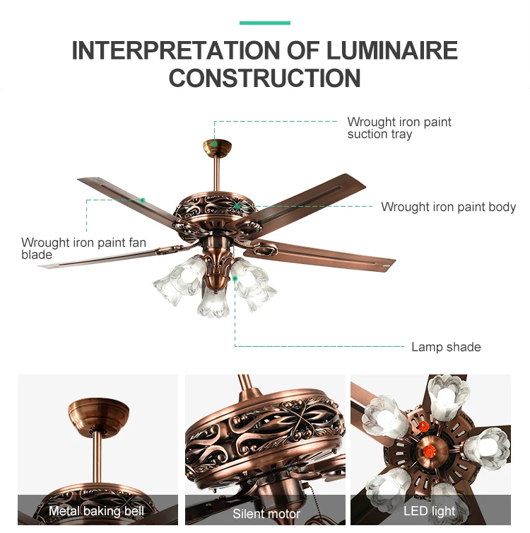 European Style Modern Chandelier Fan Pull Chain Ceiling Fan With