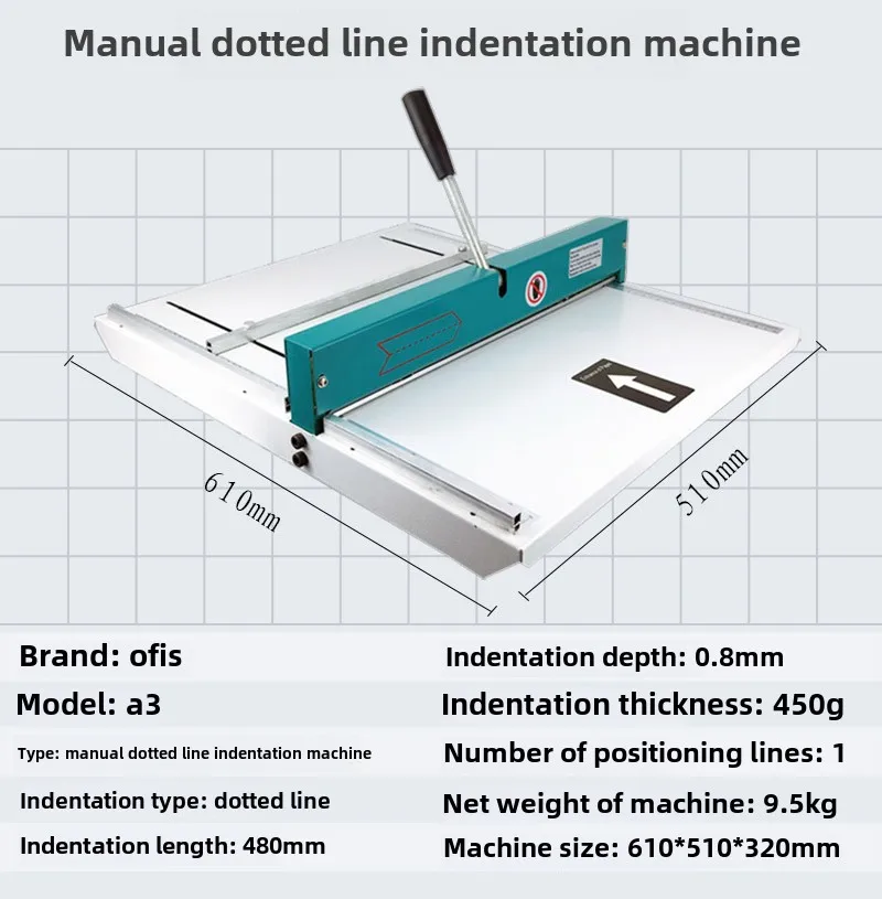 Manual 480mm Manual A3 Creasing Dotted Line Machine for Tender Greeting Cards and Tickets New Condition
