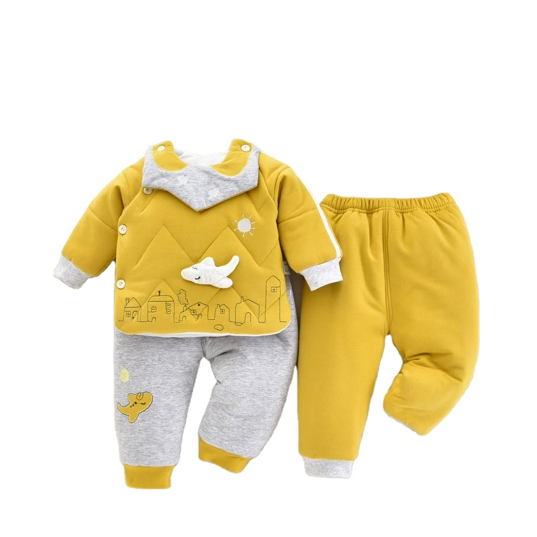 
Newborn Baby Clothes Organic Cotton Long Sleeve Winter4-piece (With Bibs) 