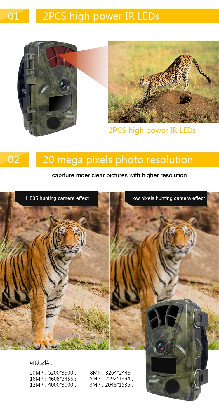 4K 20 MP Wild Game Trail Kamera Fotofallen mit 30 Meter Erkennungsentfernung 0,2 s Auslösegeschwindigkeit 2,4 Zoll TFT LCD für Sicherheit – Detail 2